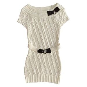 Pink Republic Boat Neck Short Sleeves White Knit Sweater Dress Girl's Size L 14